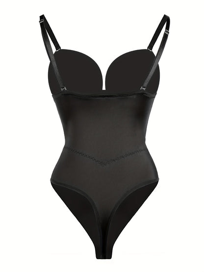 SHAPMAMA™ Women's Tummy Control Thong Sheer Mesh Corset Top Backless Bodysuits