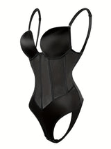 SHAPMAMA™ Women's Tummy Control Thong Sheer Mesh Corset Top Backless Bodysuits