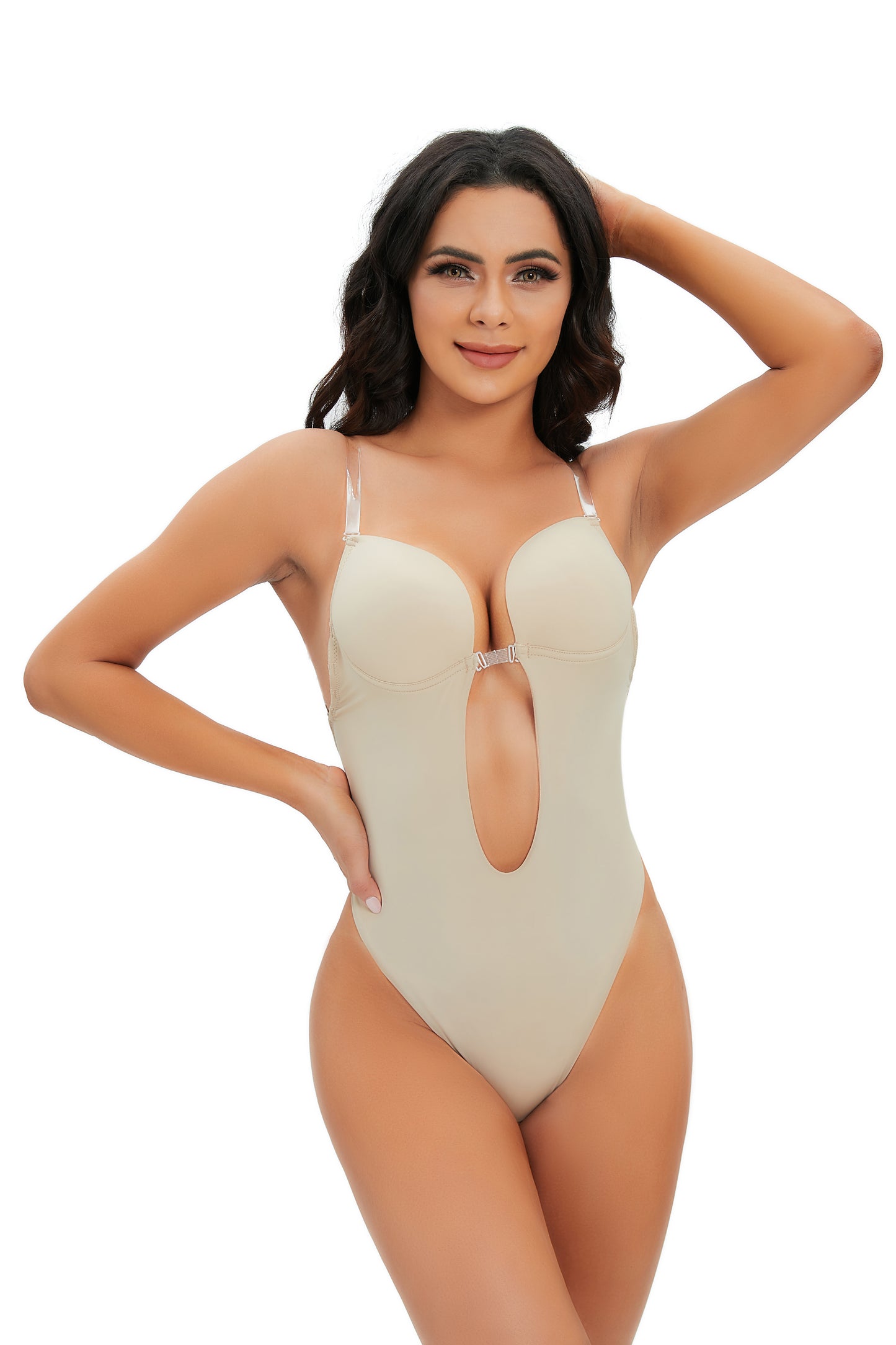 SHAPMAMA™ Women's Sexy U-Plunge Bra Backless Tummy Control Bodysuit Shapewear