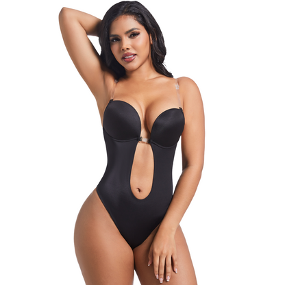 SHAPMAMA™ Women's Sexy U-Plunge Bra Backless Tummy Control Bodysuit Shapewear