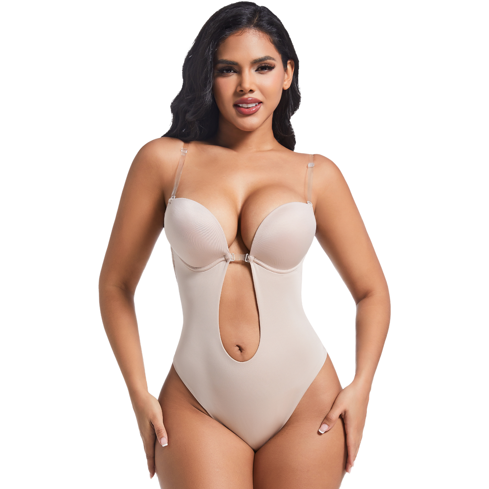 SHAPMAMA™ Women's Sexy U-Plunge Bra Backless Tummy Control Bodysuit Shapewear