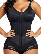SHAPMAMA®Women Zip Crotch Bodysuit Tummy Control Body Shaper Sculpting Shapewear