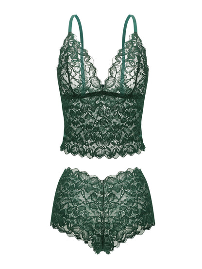 SHAPMAMA™ Sexy Sheer Floral Lace Pajamas Lingerie Set