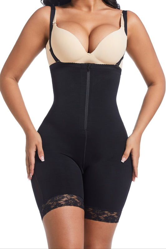 SHAPMAMA™ Fajas Colombianas Lace Front Zipper Open Bust Hip Lift Body Shaper
