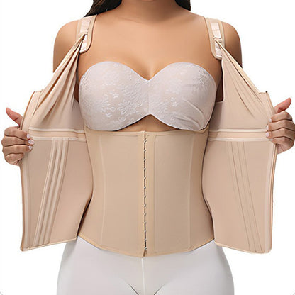 SHAPMAMA™ Women's Boned Latex Zipper Corset Tummy Control Body Shaper Vest With Bra