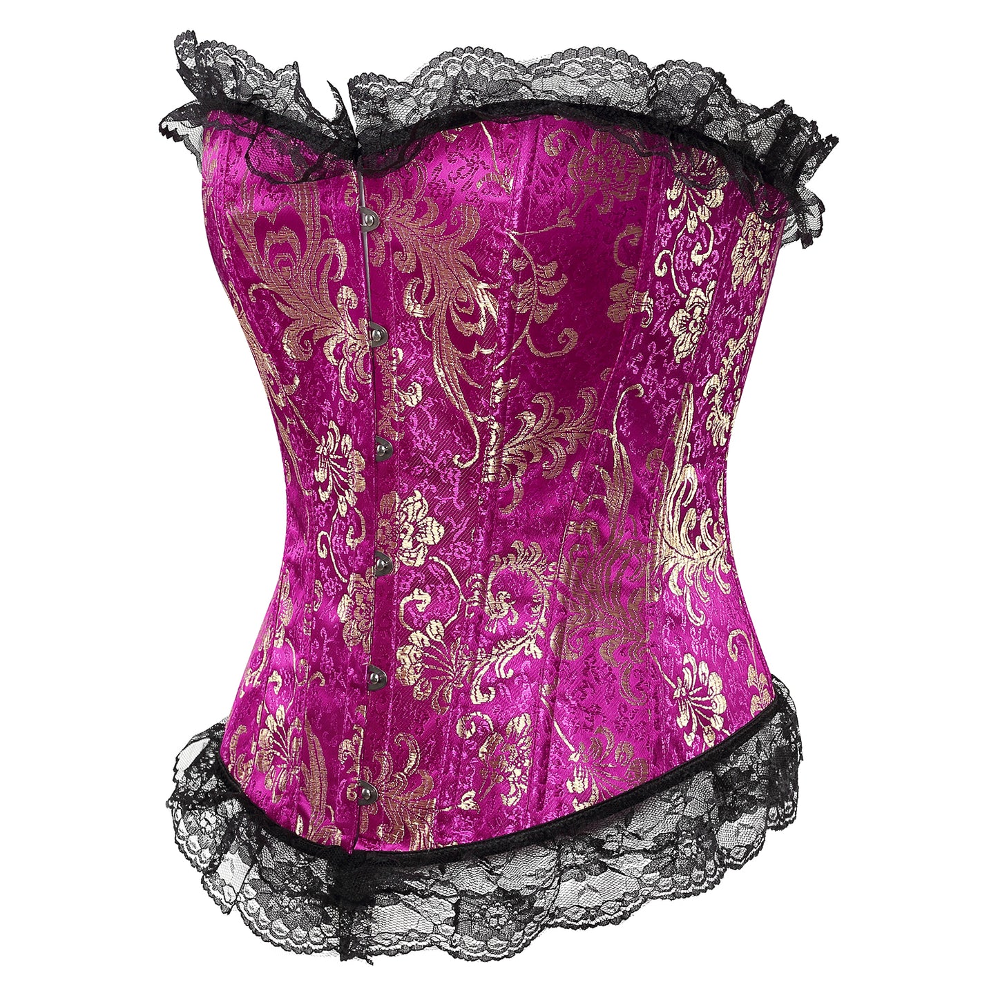 SHAPMAMA™ Lace Trim Elegant Royal Red Festive Bodysuit With High Waist And Bust Support, Corset Style