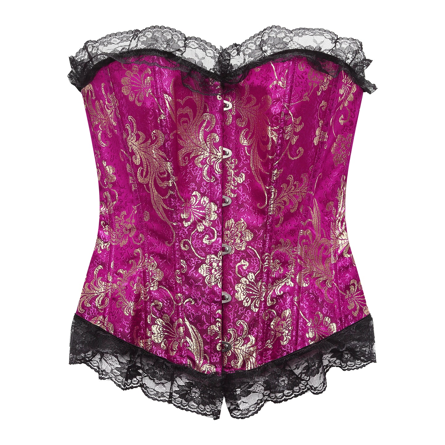 SHAPMAMA™ Lace Trim Elegant Royal Red Festive Bodysuit With High Waist And Bust Support, Corset Style