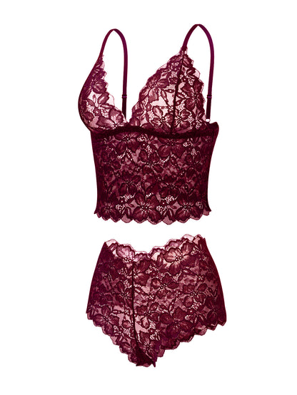 SHAPMAMA™ Sexy Sheer Floral Lace Pajamas Lingerie Set