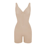 SHAPMAMA™Figure-shaping bodysuit with pleats and front zipper