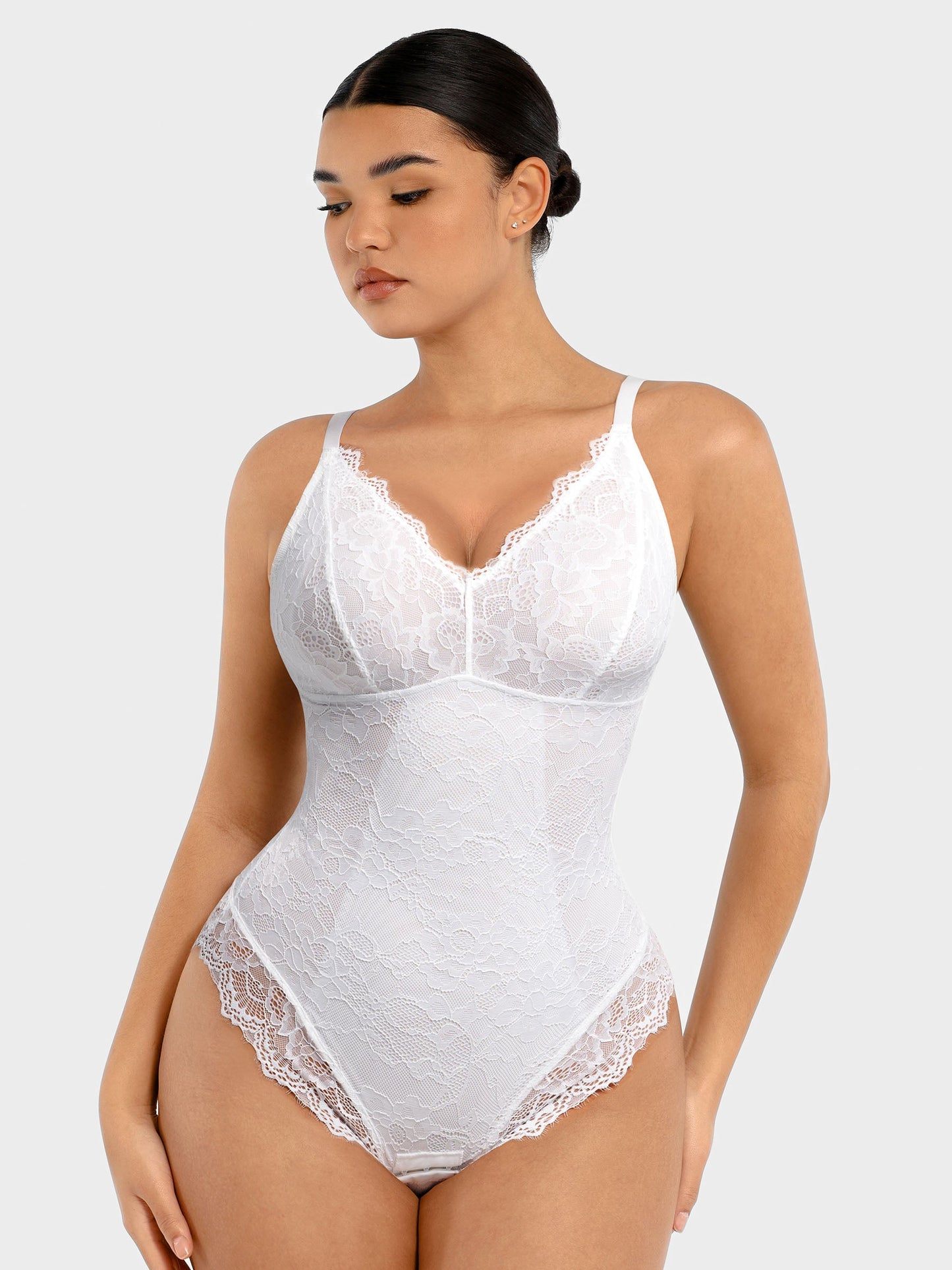 SHAPMAMA™Lace V Neck Full Bodysuit