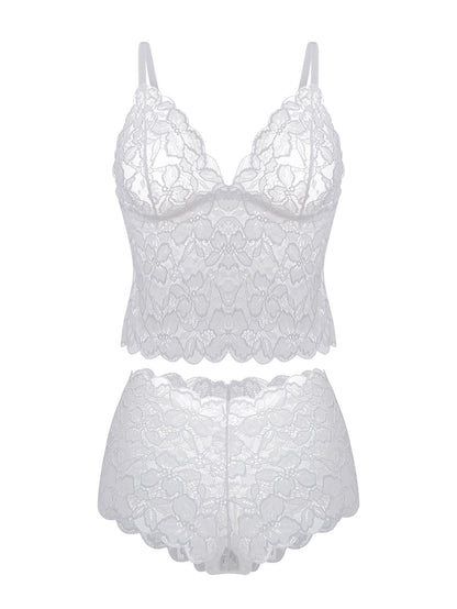 SHAPMAMA™ Sexy Sheer Floral Lace Pajamas Lingerie Set