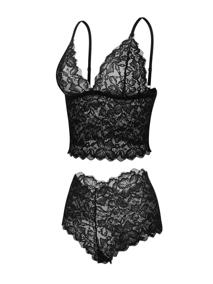 SHAPMAMA™ Sexy Sheer Floral Lace Pajamas Lingerie Set