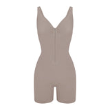 SHAPMAMA™Figure-shaping bodysuit with pleats and front zipper