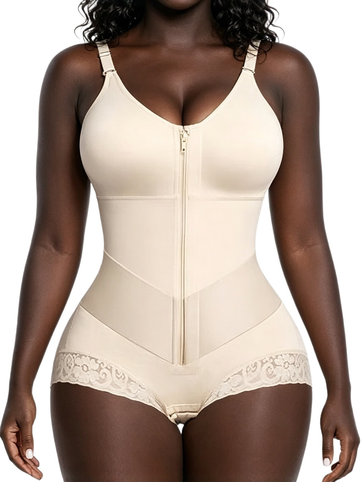 SHAPMAMA®Women Zip Crotch Bodysuit Tummy Control Body Shaper Sculpting Shapewear