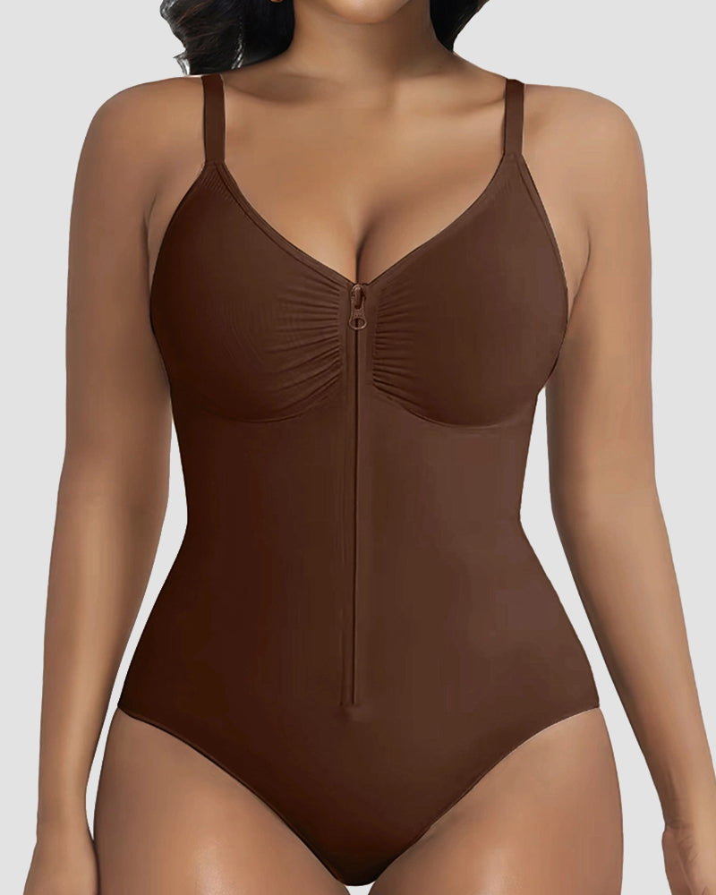 SHAPMAMA™Front Zipper Tummy Control Triangle Shapewear Bodysuit