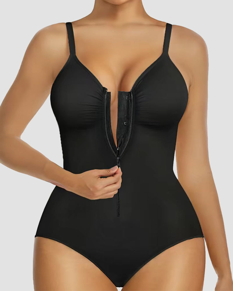 SHAPMAMA™Front Zipper Tummy Control Triangle Shapewear Bodysuit